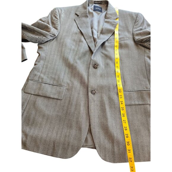 Nautica Mens Wool Blazer 44R Gray Herringbone Pattern - Picture 9 of 13